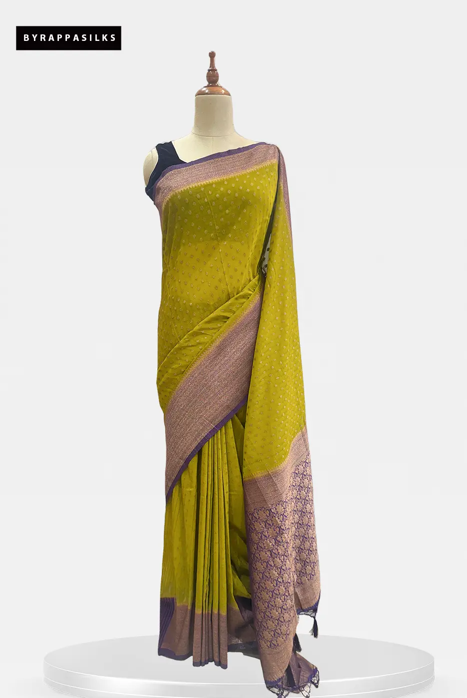 Semi Khaddhi Georgette Saree Olive Green QS295468