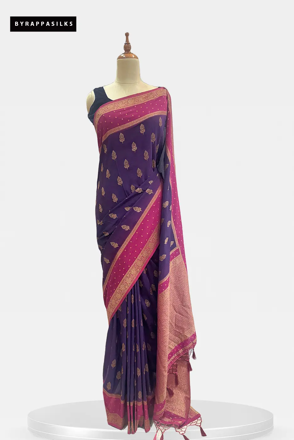 Semi Khaddhi Georgette Saree Dark Blue QS295368