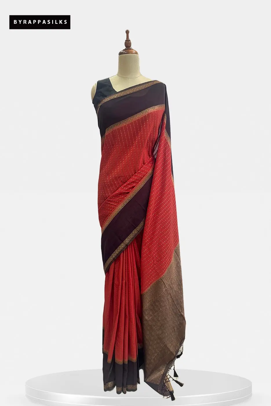 Semi Khaddhi Georgette Saree Redish Orange QS295384