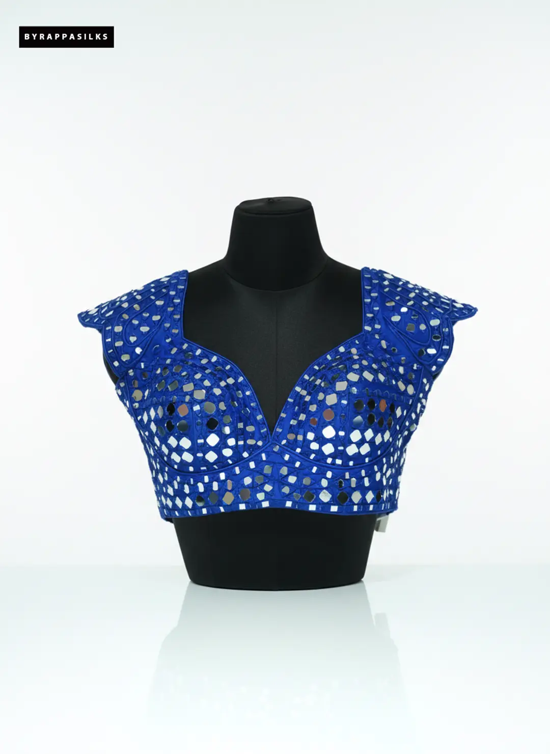 Royal Blue Handcrafted Mirror Work Blouse QS290237