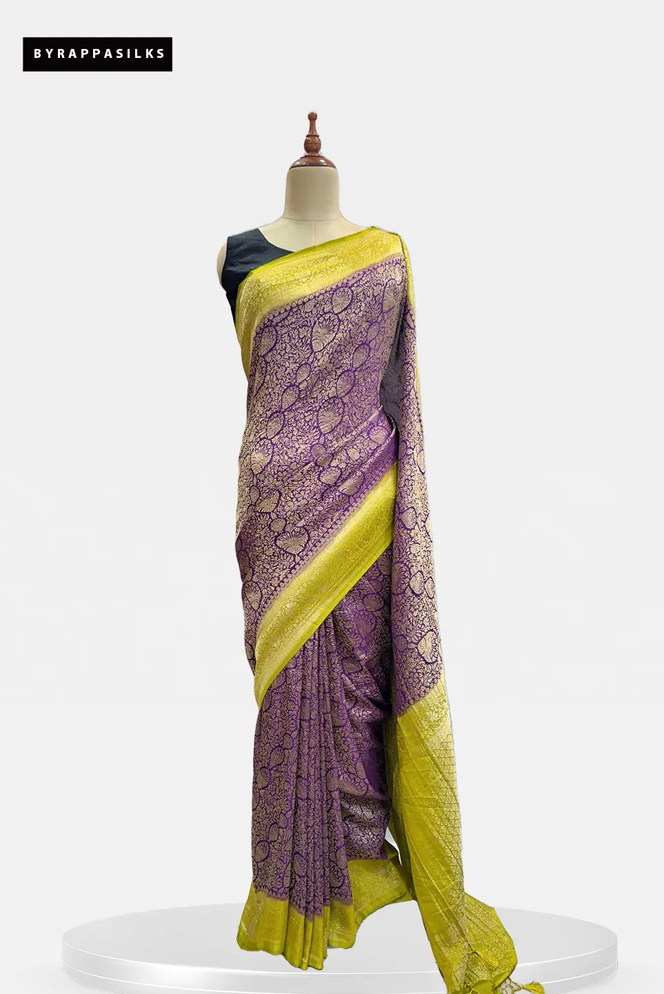 Georgette Saree Regal Purple & Lime Green Border QW208396