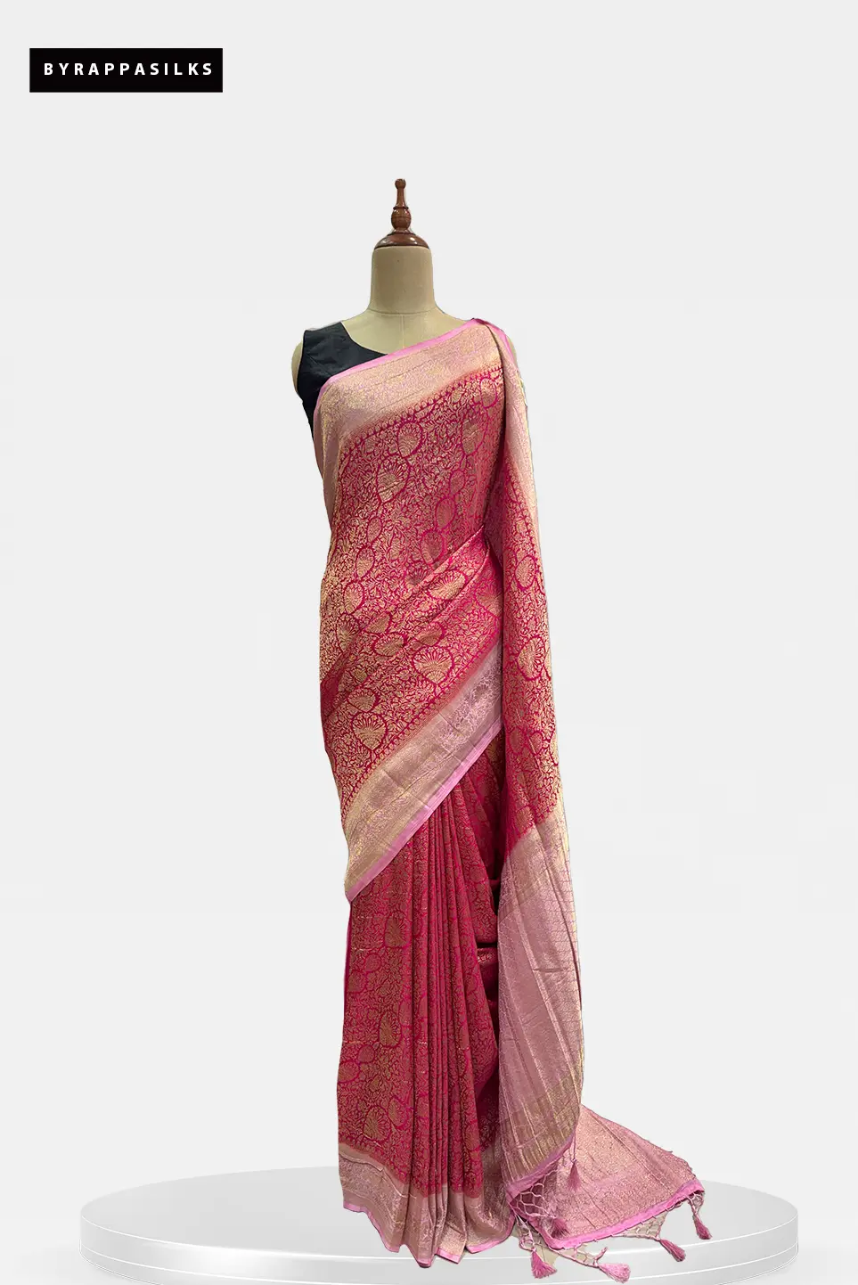 Georgette Saree Raspberrry Pink & Lilac Pink Border QW208396