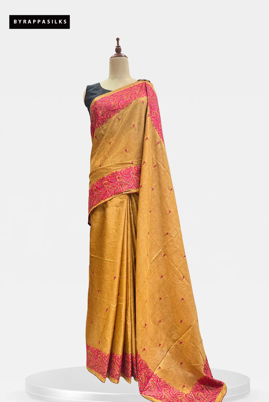 Semi Tussar Saree With Embroidery Border Mustard Yellow Colour QS315053