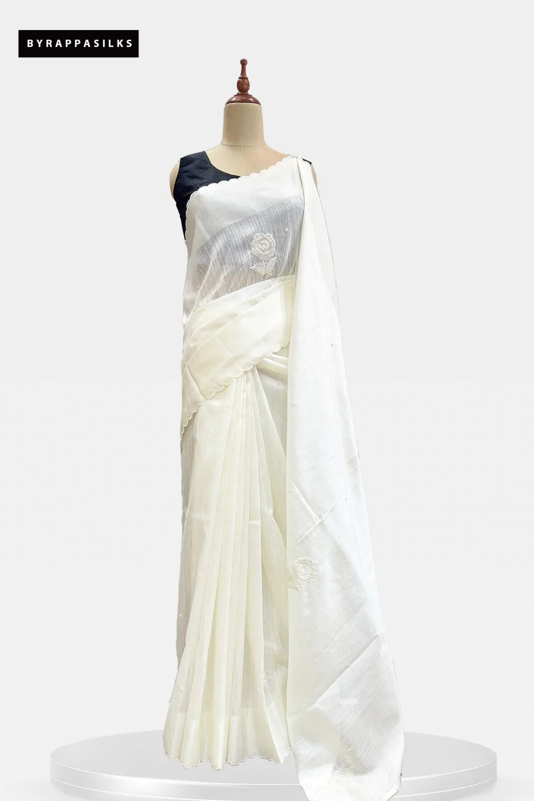 Tussrar Saree Off-White Pearl Work QS318859
