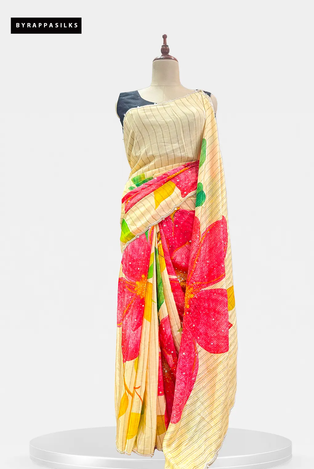 Floral Printed Crape Saree QS308046