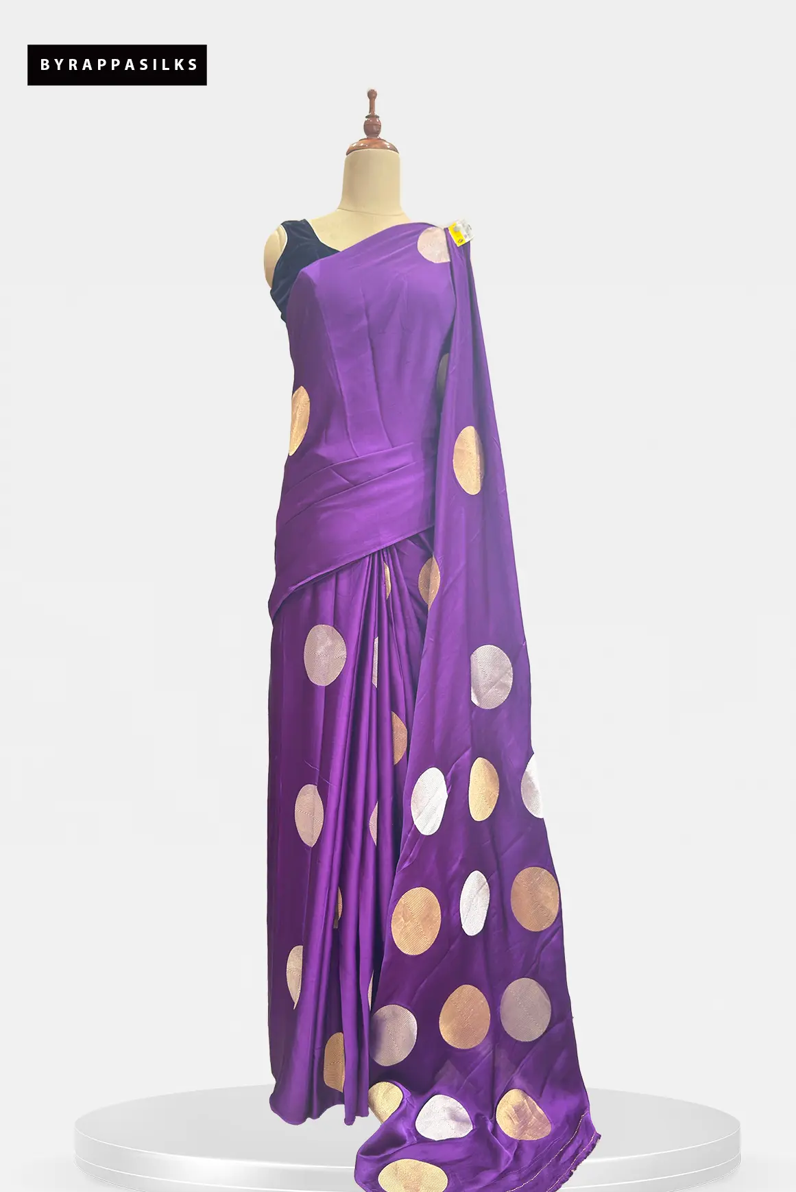 Satin Saree With Polka Dots Royal Purple Colour QS313599