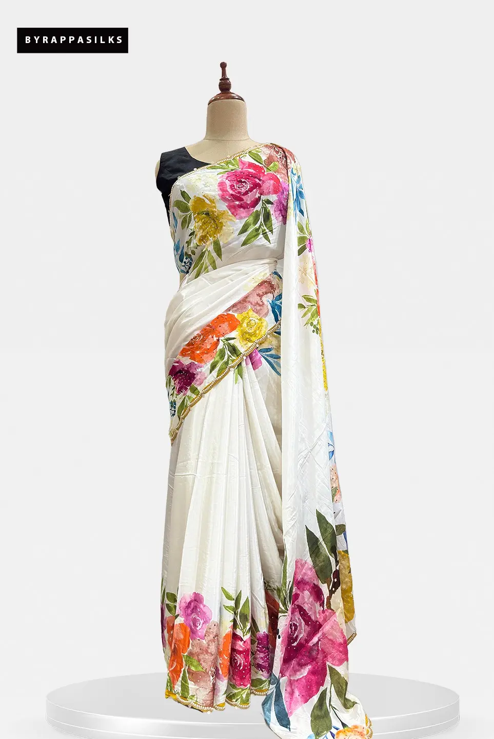 Floral Printed Crape Saree QS308048
