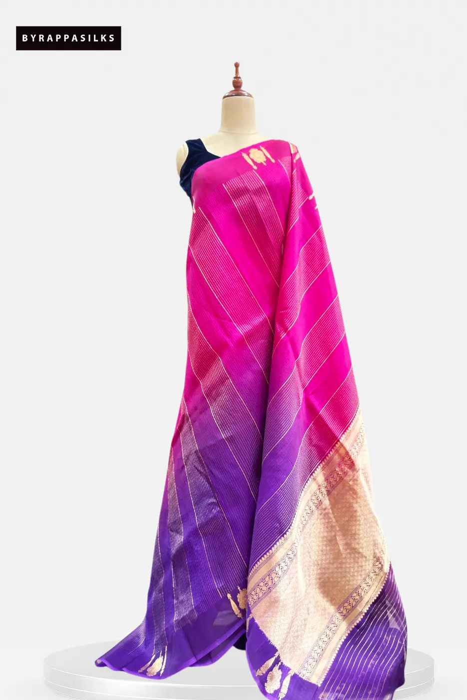 Pure Handloom Kora Saree Vibrant Pink & Purple AA201725