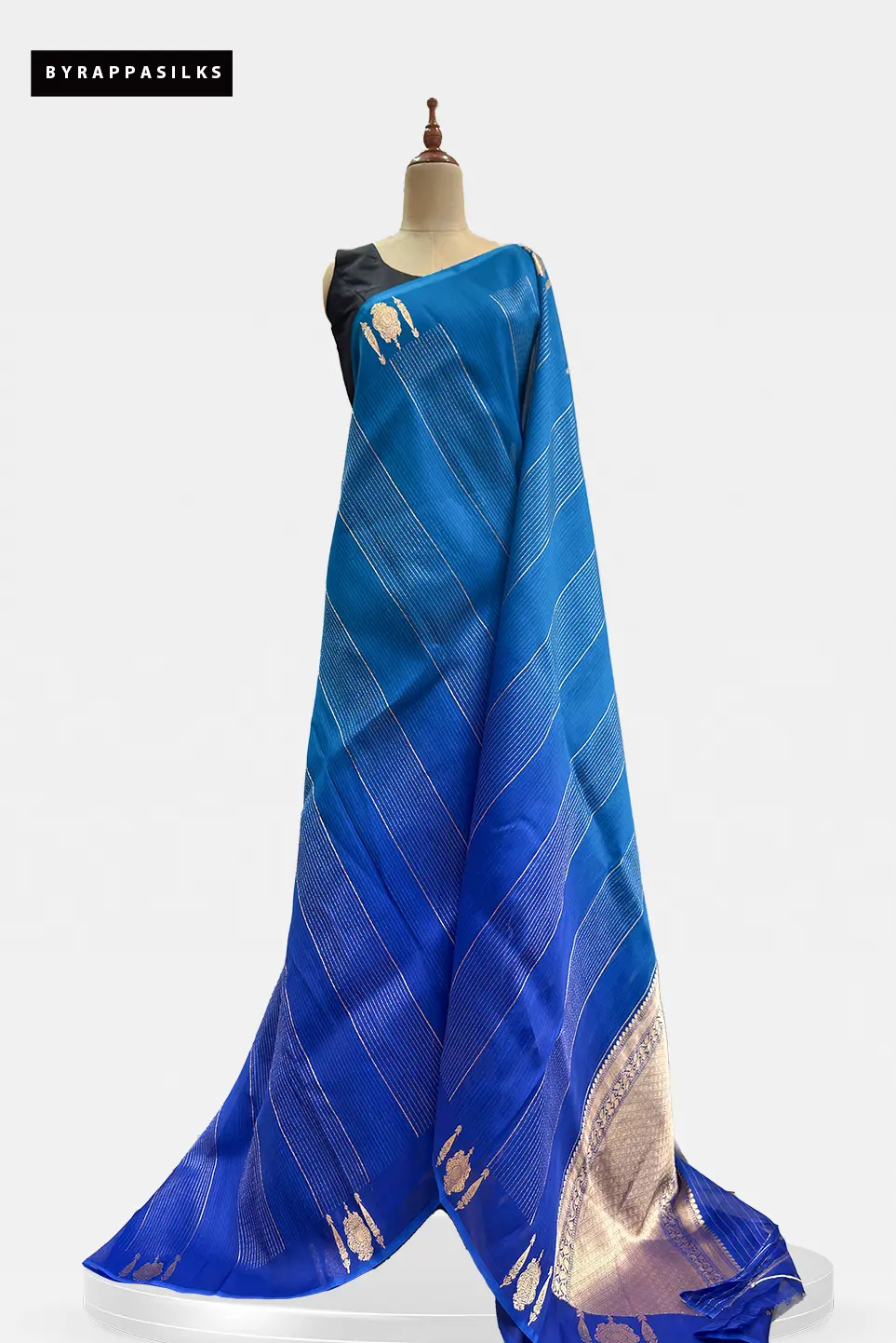 Pure Handloom Kora Saree Vibrant SKy Blue & Royal BlueAA201725