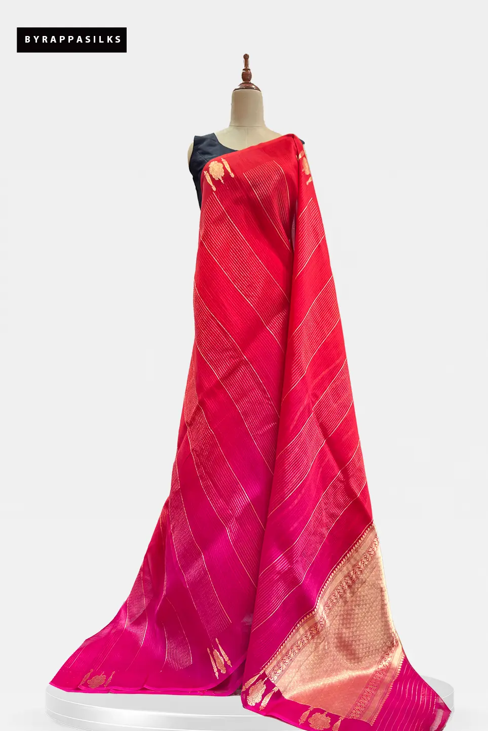 Pure Handloom Kora Saree Vibrant Red & Pink AA201725