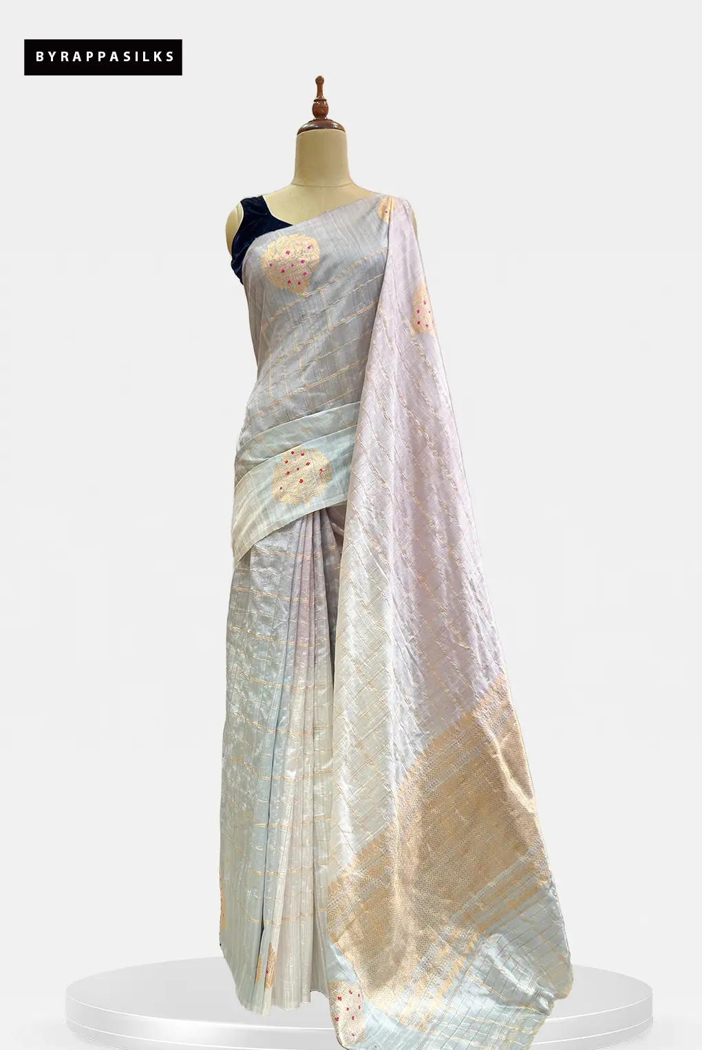 Handloom Tussar Saree Silver Grey &Pastel Lavender AA201577