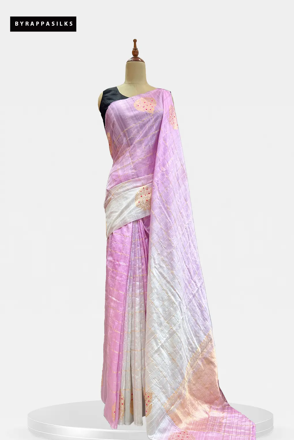 Handloom Tussar Saree Lavender & White AA201577
