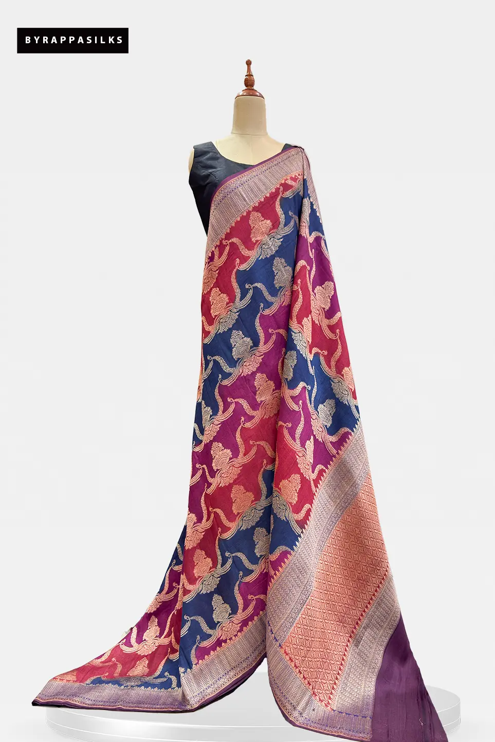 Pure Tussar Jaal Design Wine & Gold AA205098