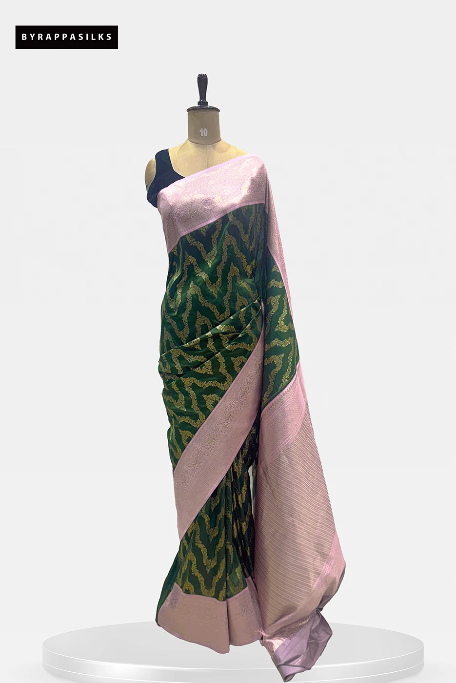 Semi Kanjeevaram Saree Green & pink Border QW203322