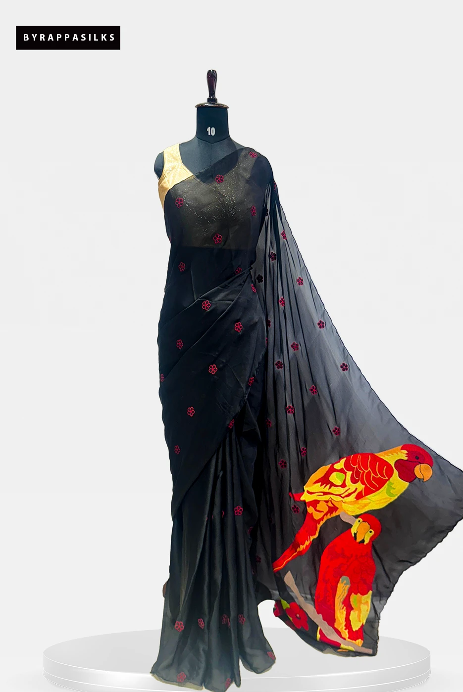 Satin Saree With Parrot Pallu QS284694