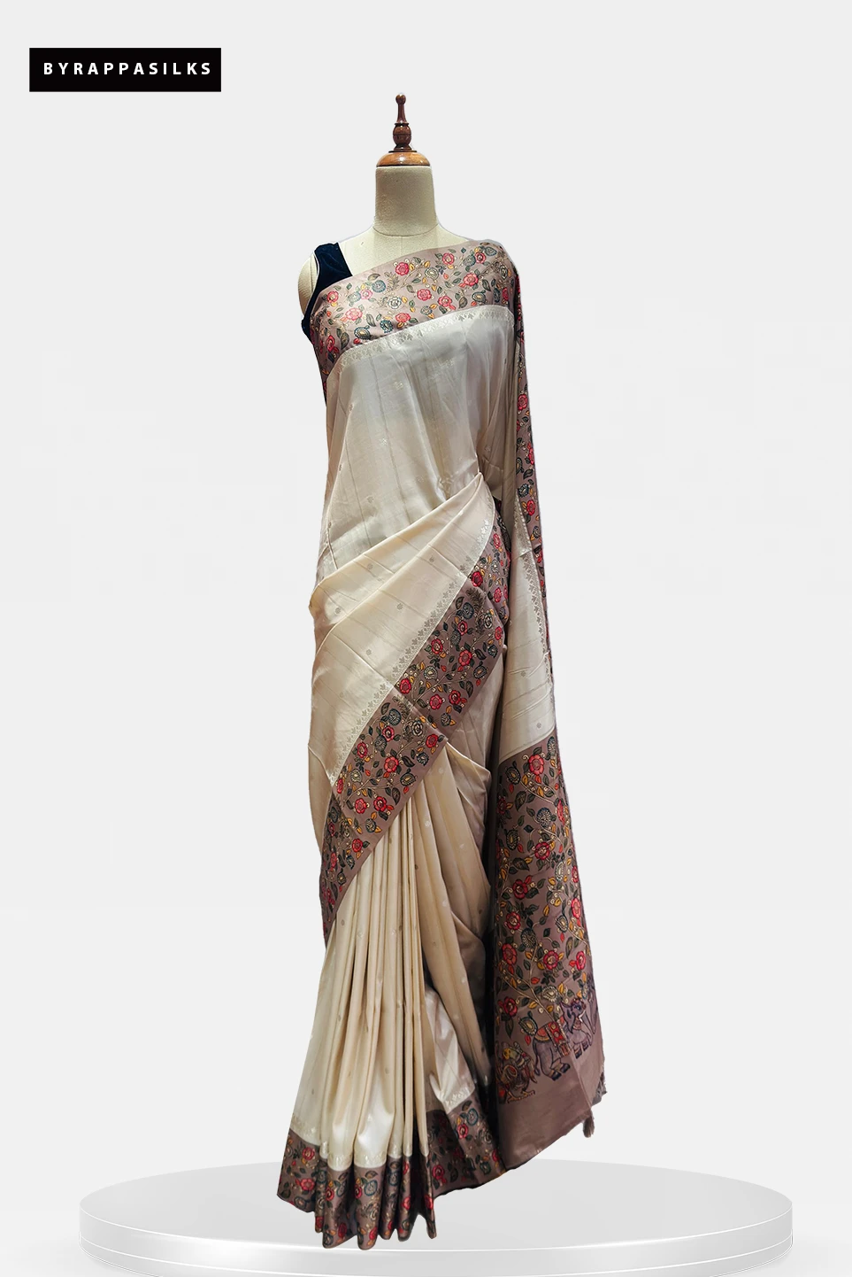 Semi Tussar saree Cream colour QS283317