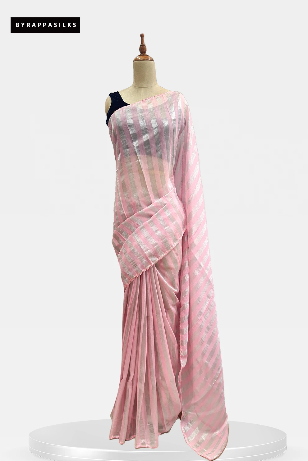 Organza Saree Striped Pastel Pink QS290973