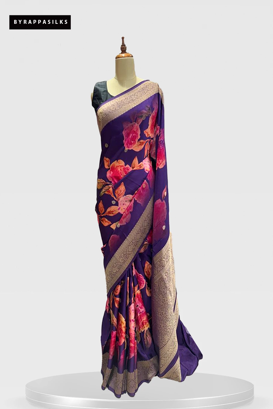Printed Saree with Zari Pallu Purple QS289811