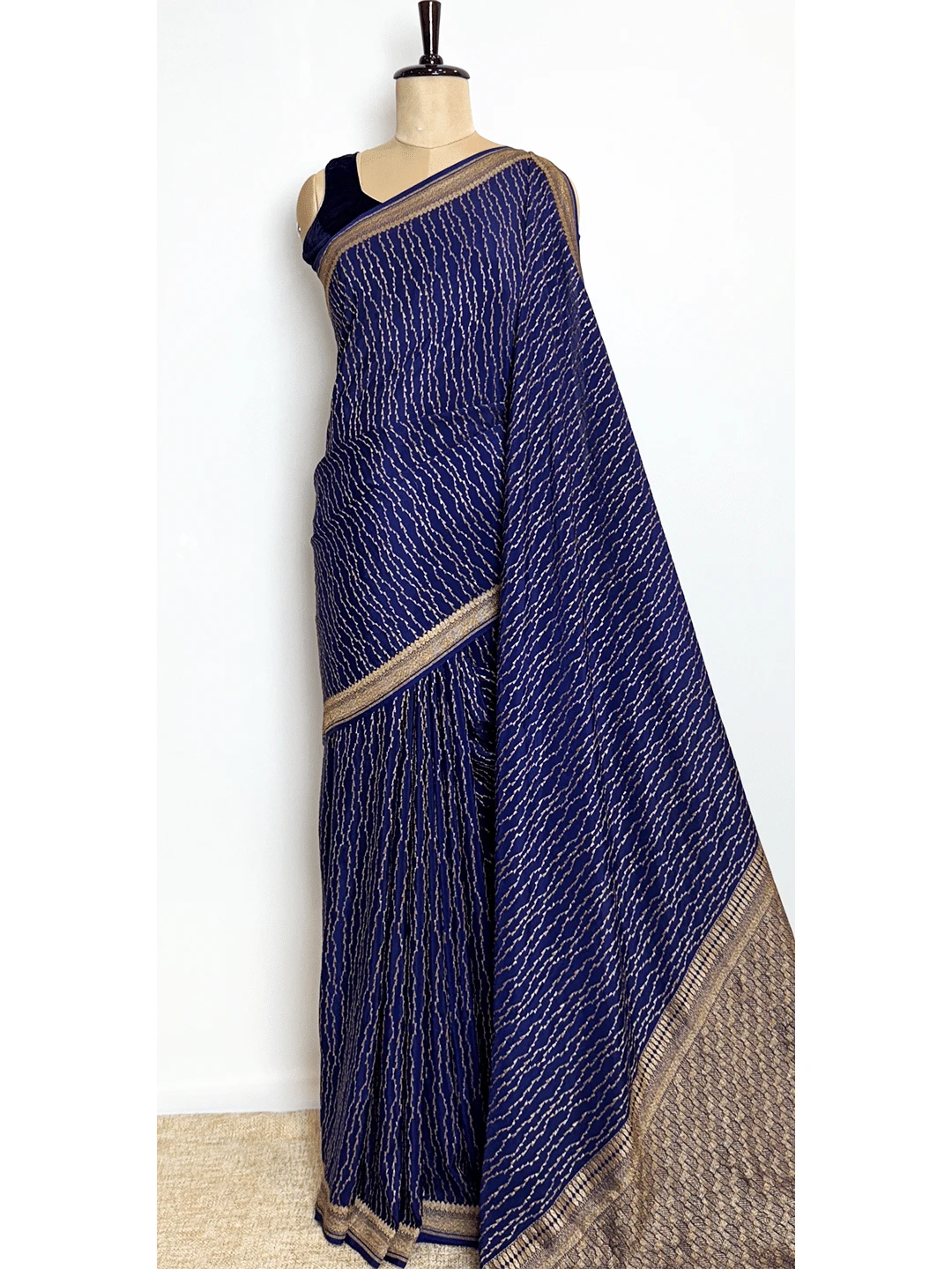 Pure Crape Georgette Saree - Dark Blue Colour - QA252903