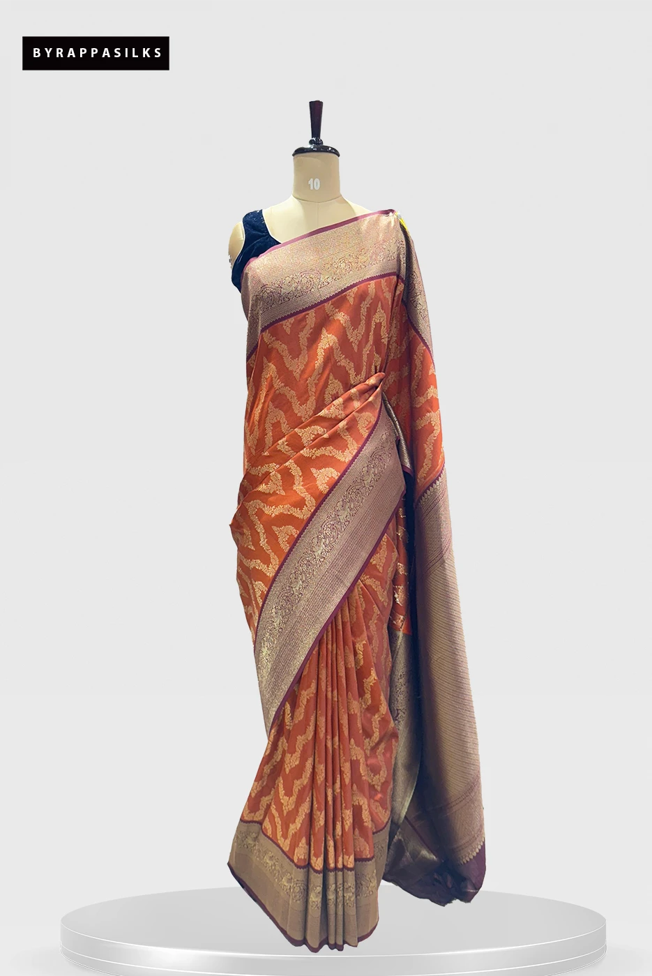 Semi Kanjeevaram In Rust Orange & Maroon Border QW203322