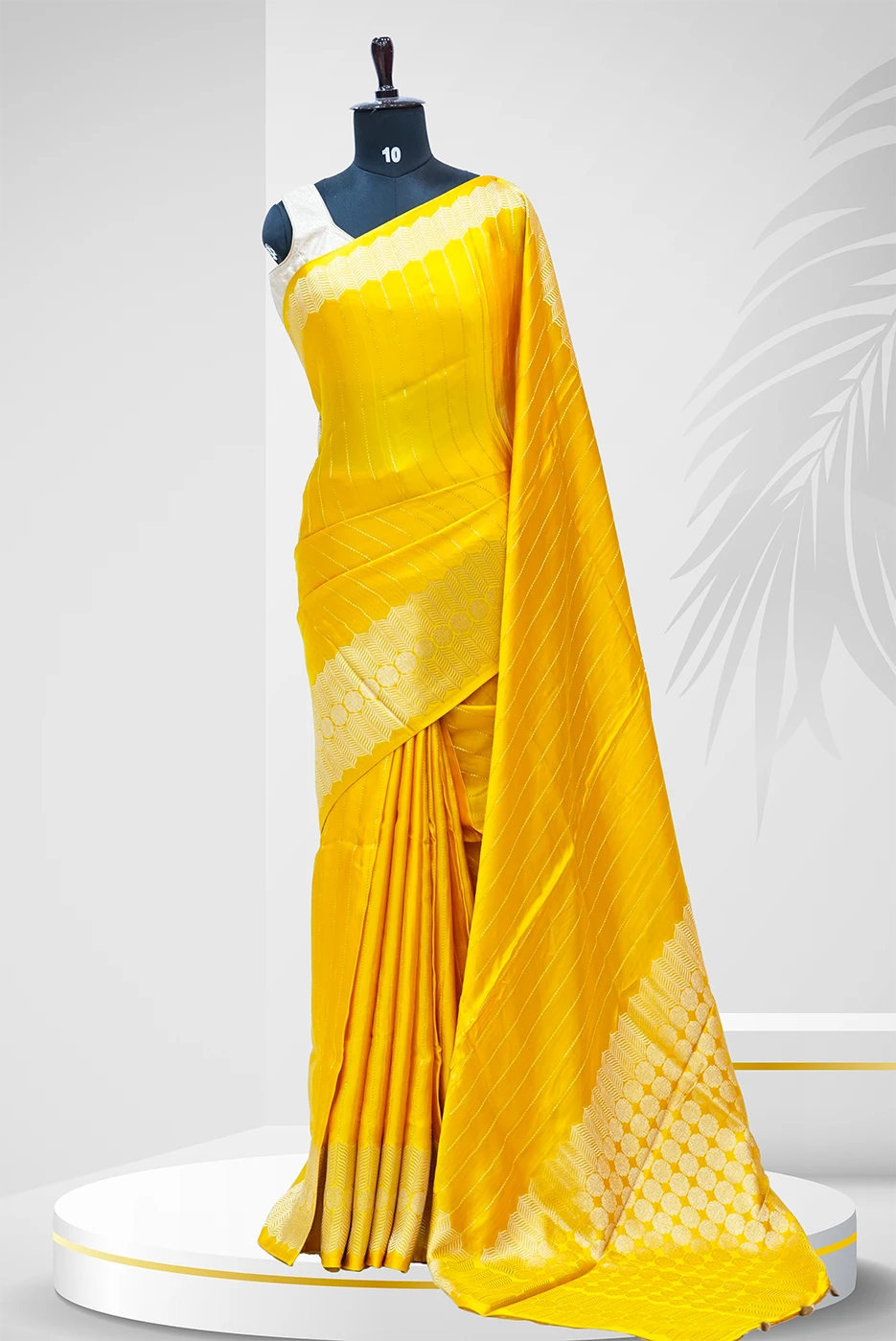 Fancy Saree - Yellow Silk Saree with Golden Zari Work (Sunflower Yellow tone) QS236769