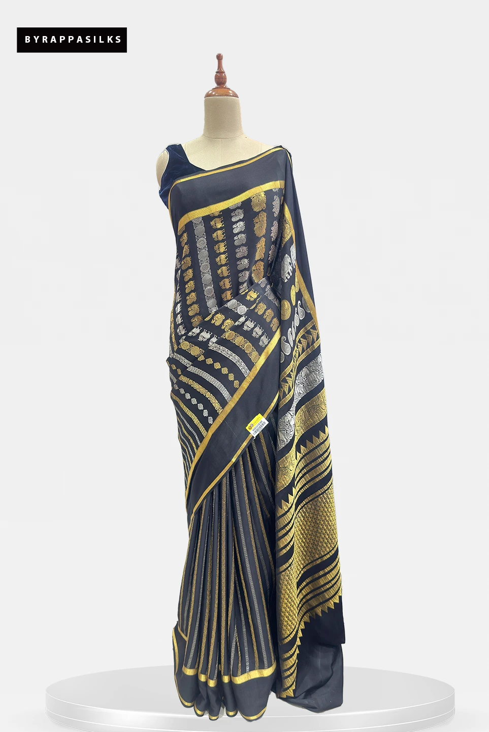 Mysore Silk Pure Crape Saree Black Colour QS294104