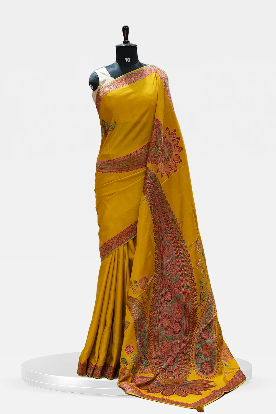 Flower and Leaf Banarasi with Red Floral and Paisley Weave QS254480