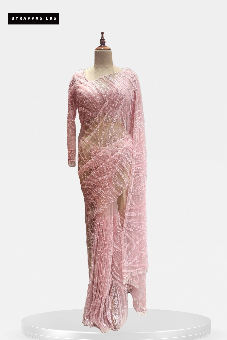Cocktail Party Wear Ready Blouse Saree Pink QS288491