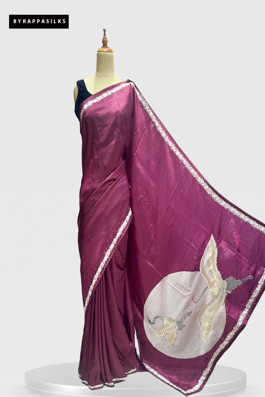 Tussar saree Thread Work Maroon Colour QS286265