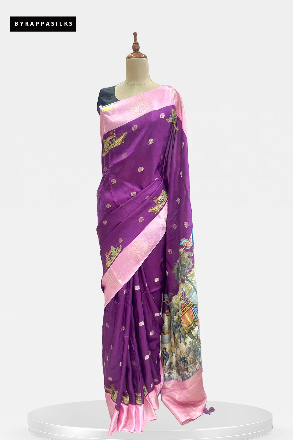Mashru Saree Purple with Pink border QS293805
