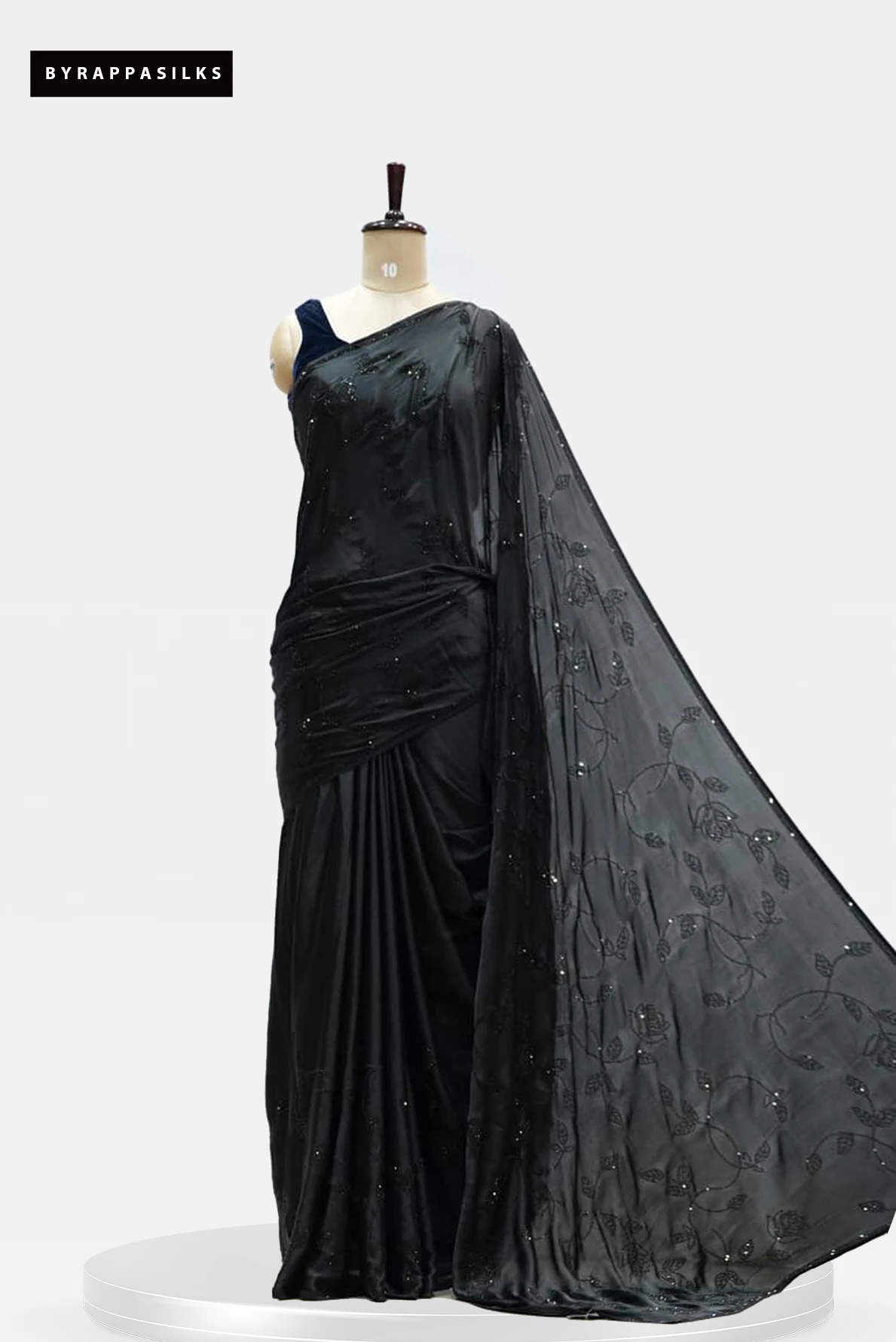 Party Wear Swarovski Stone Black Saree QS262546