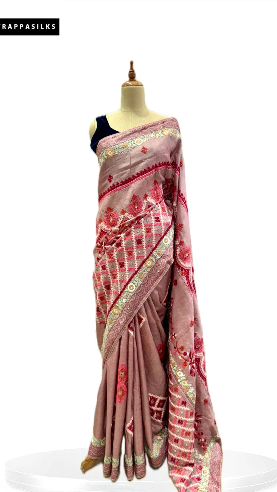 Pure Tussar saree Floral Mauve QS285143