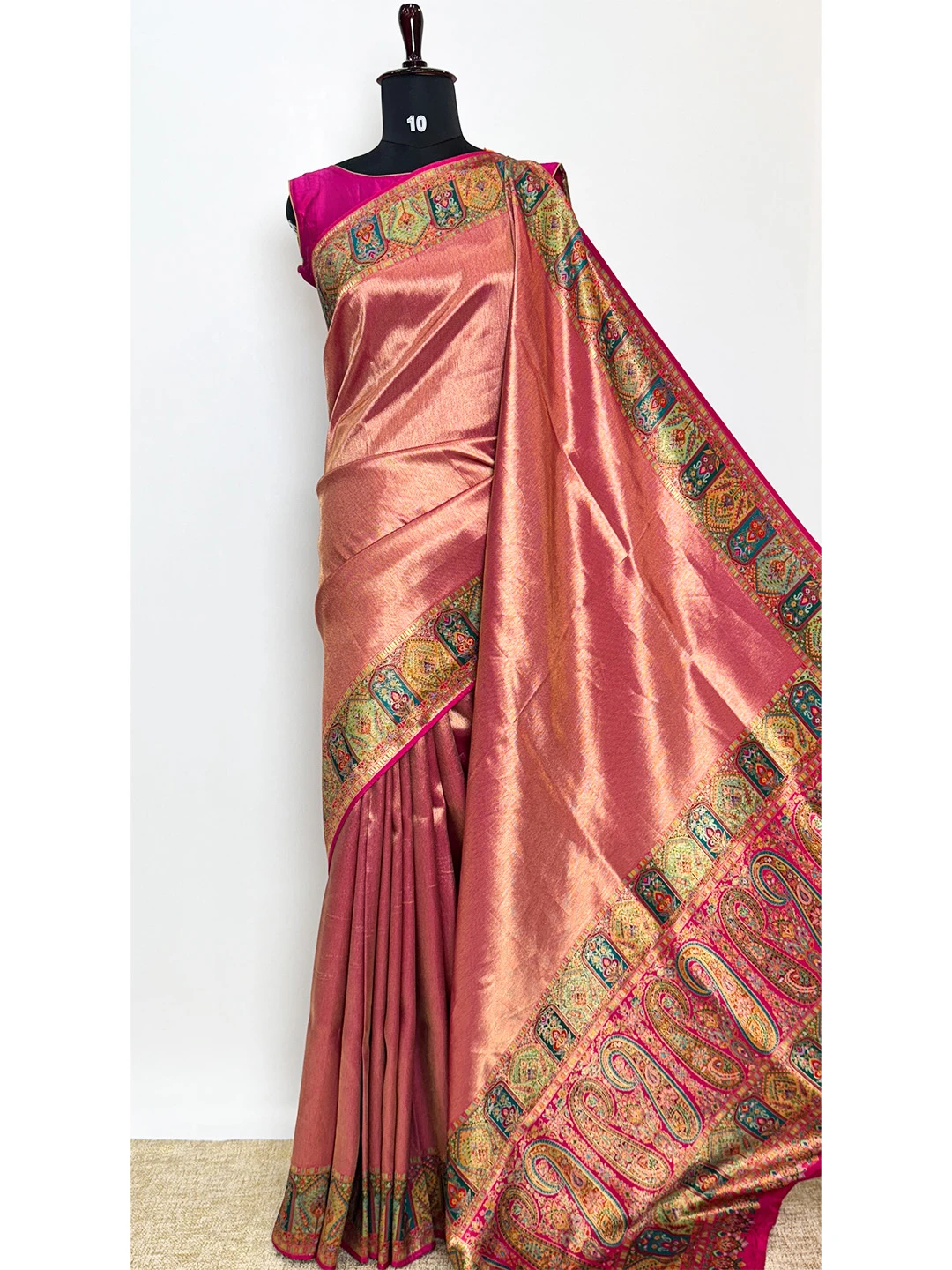 Tissue Pashmina Sarees - Pink Colour QS201120