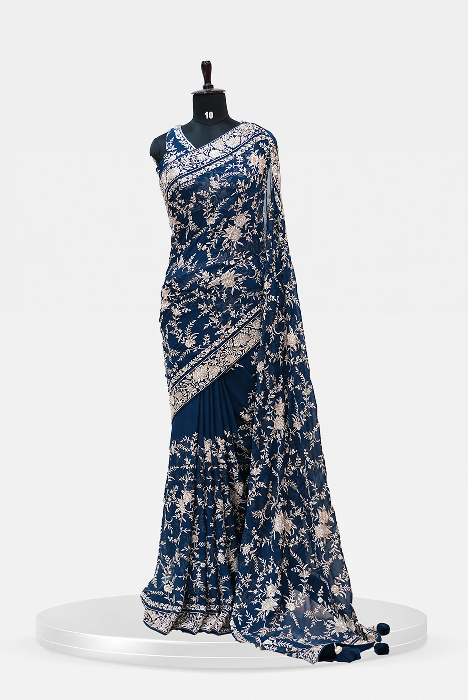 Partywear Banarasi Saree Navy Blue with blouse - QS246332