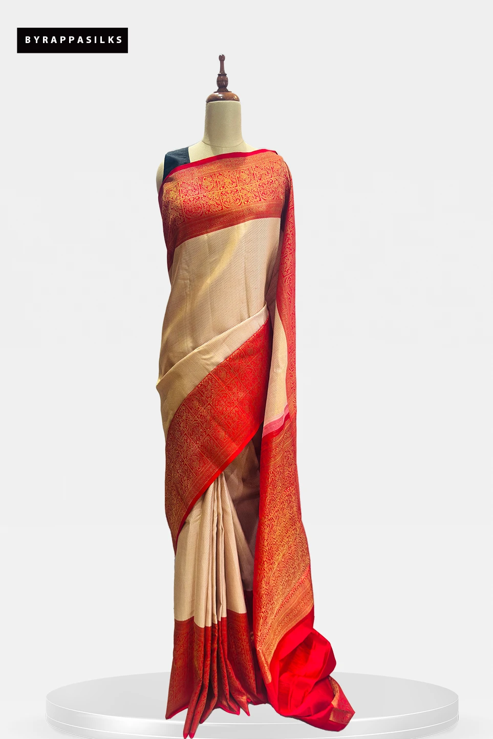 Pure Kanjeevaram Saree Beige & Red QS256493
