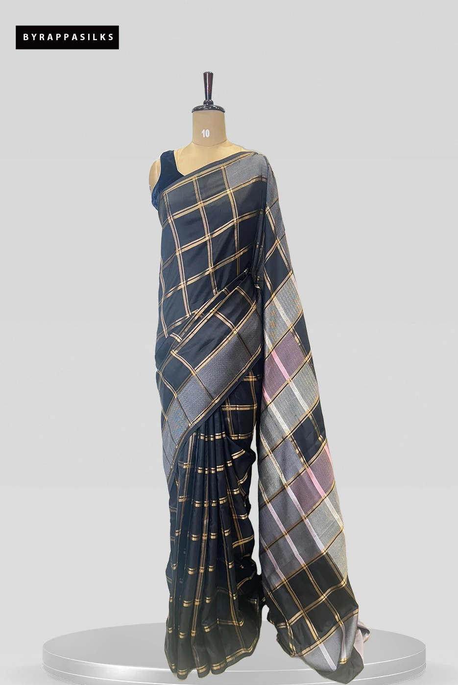 Pure Kathan Banaras Black Saree QS279687