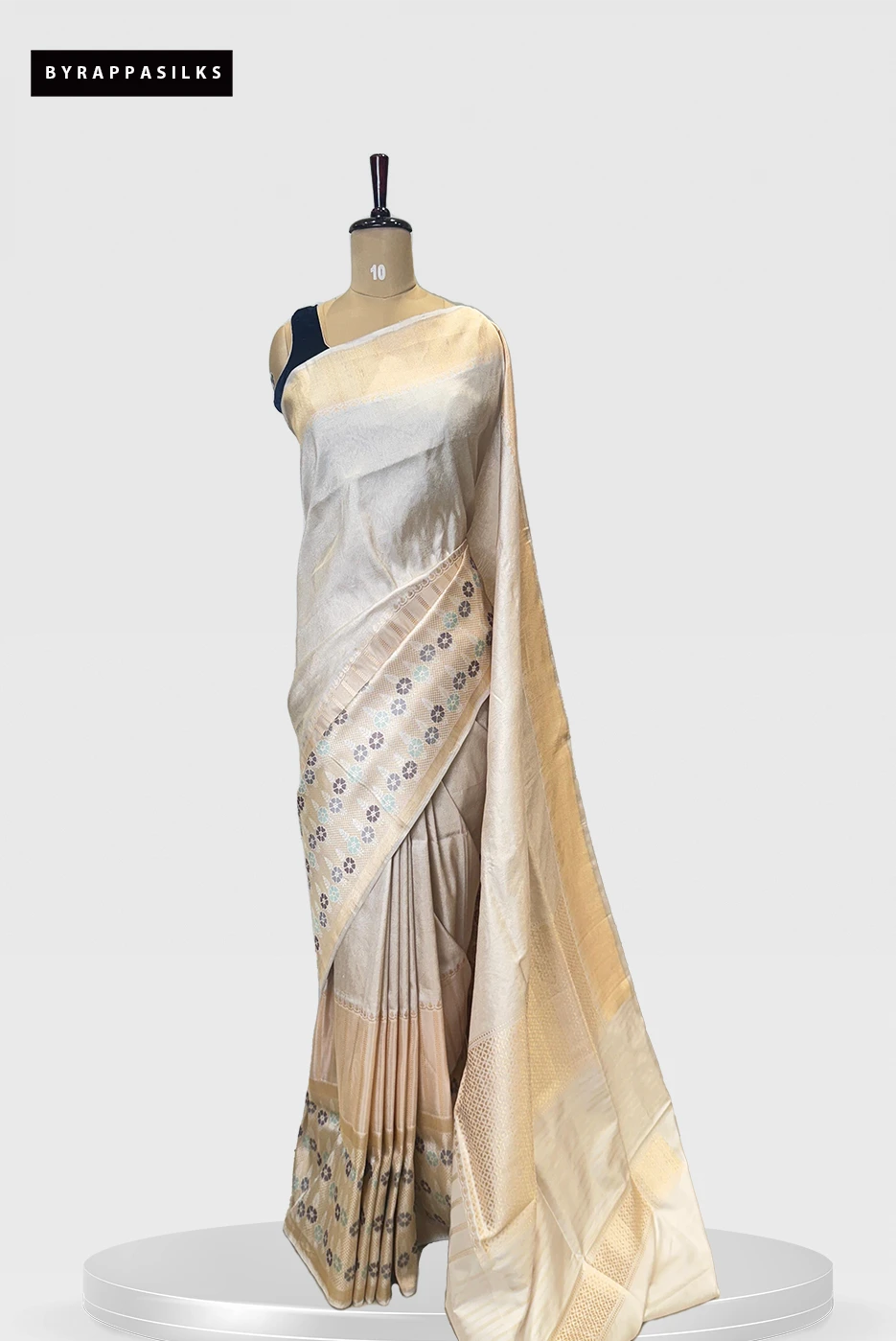 Banarasi Kadwa Pure Handloon saree Half White Saree QS279685