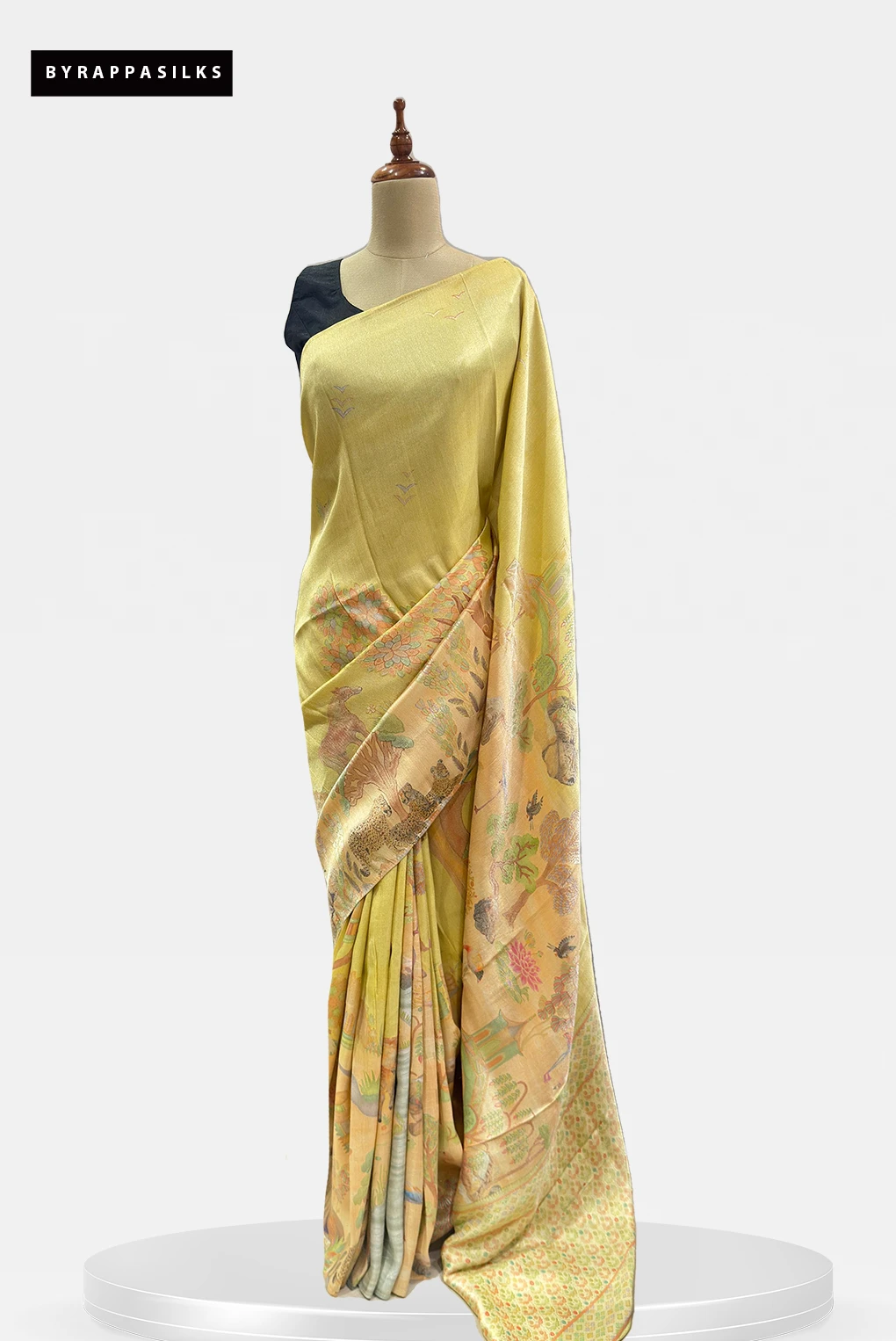 Vantara Saree Mustard Yellow Digital Print QS288236