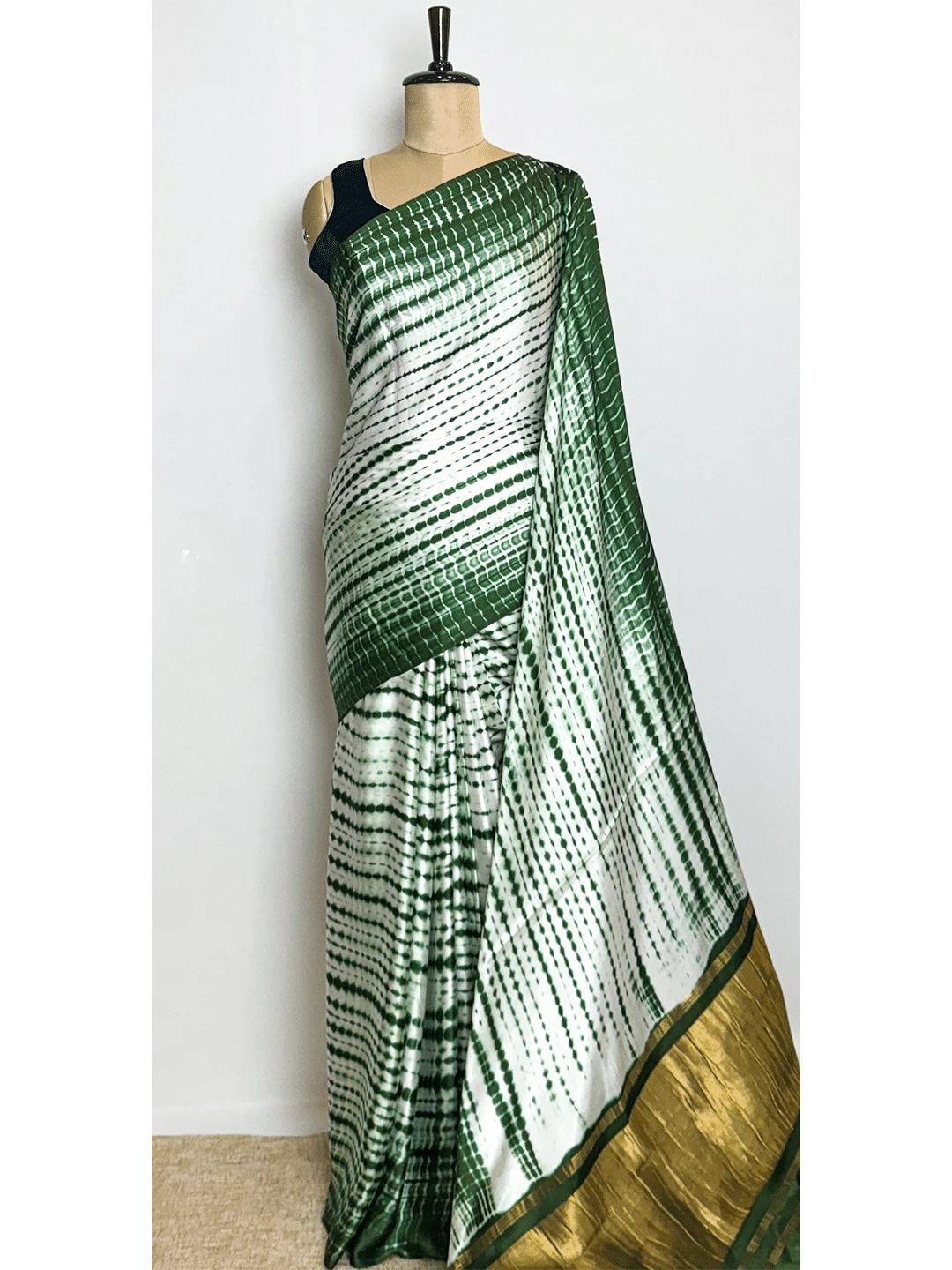 Satin Saree - Green Colour - QS201217