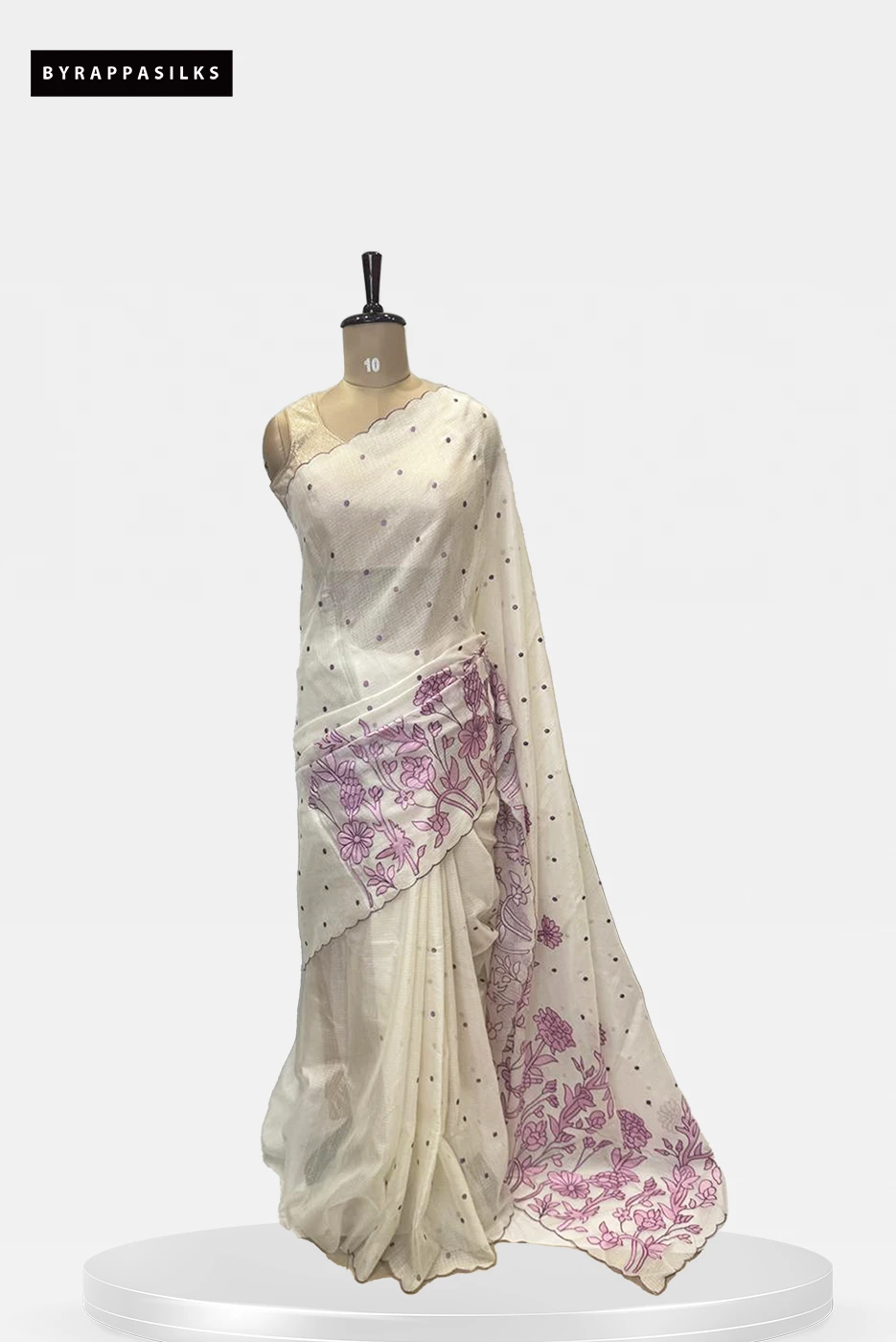 Floral Polka Aplic Lavender Saree QS252302