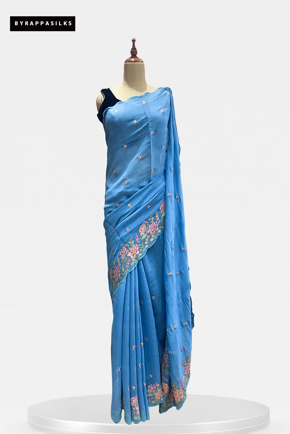 Fancy saree Floral Cutwork Embroidery Blue Colour QS287831