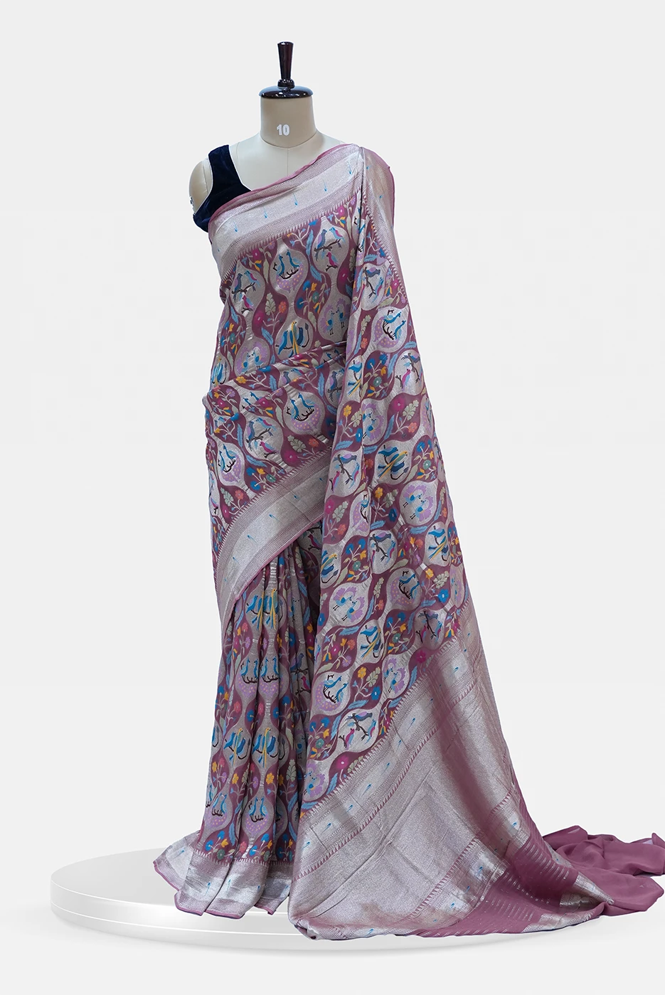 Georgette Meenakari Pink withTraditional Motifs QS248744