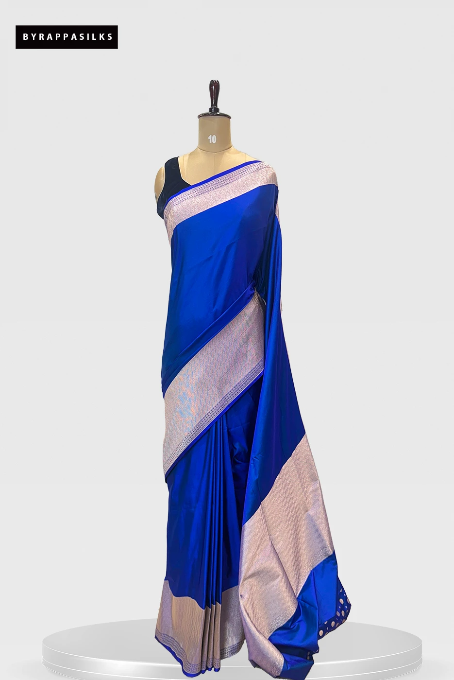 Satin Banarasi Saree Royal Blue With Zari Border QS279512
