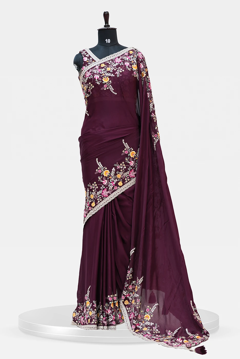 Partywear Banarasi Saree Deep wine with blouse- QS246339