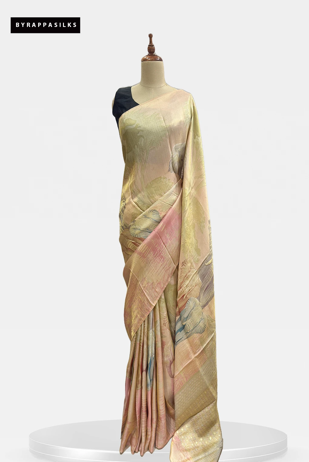 Vantara Saree Lemon Yellow Variant - Beige Digital print QS288197