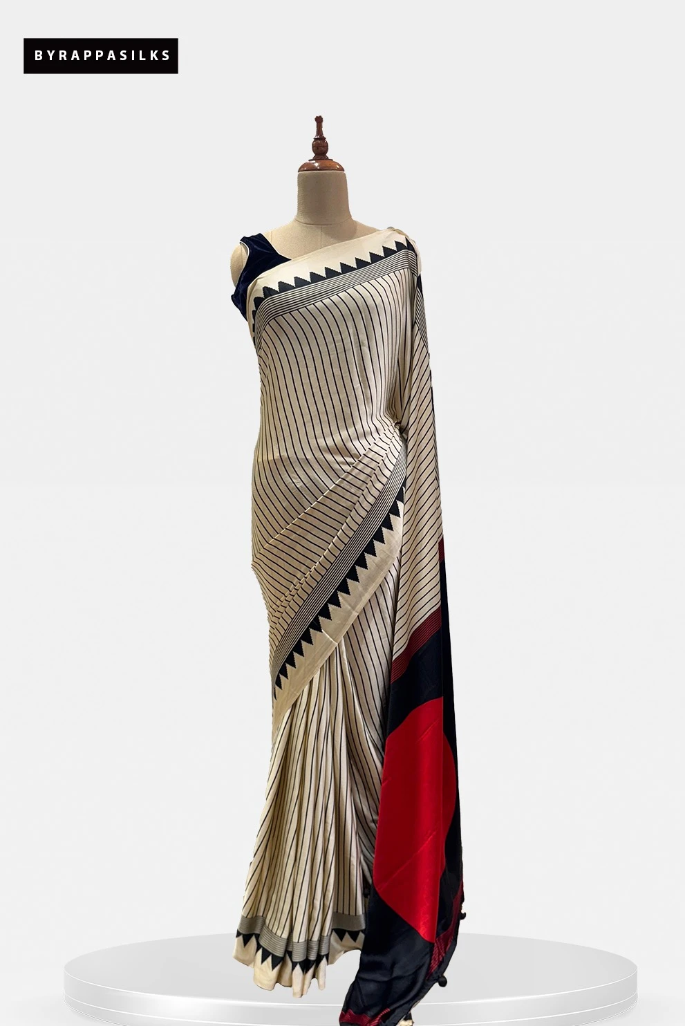 Ajrakh Print Sarees off white & Black QS263857