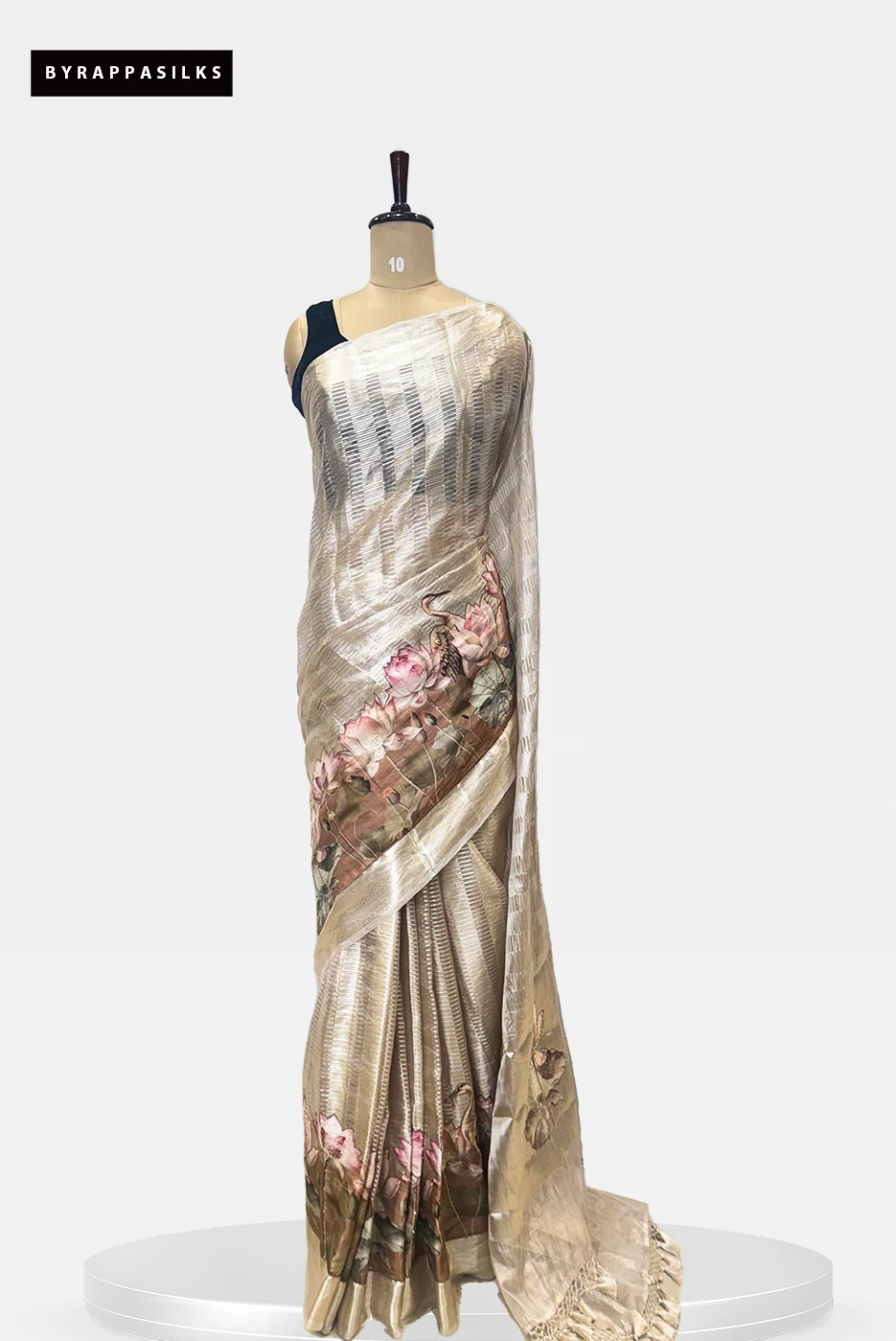 Tissue Saree With Lotus Printed QS282590