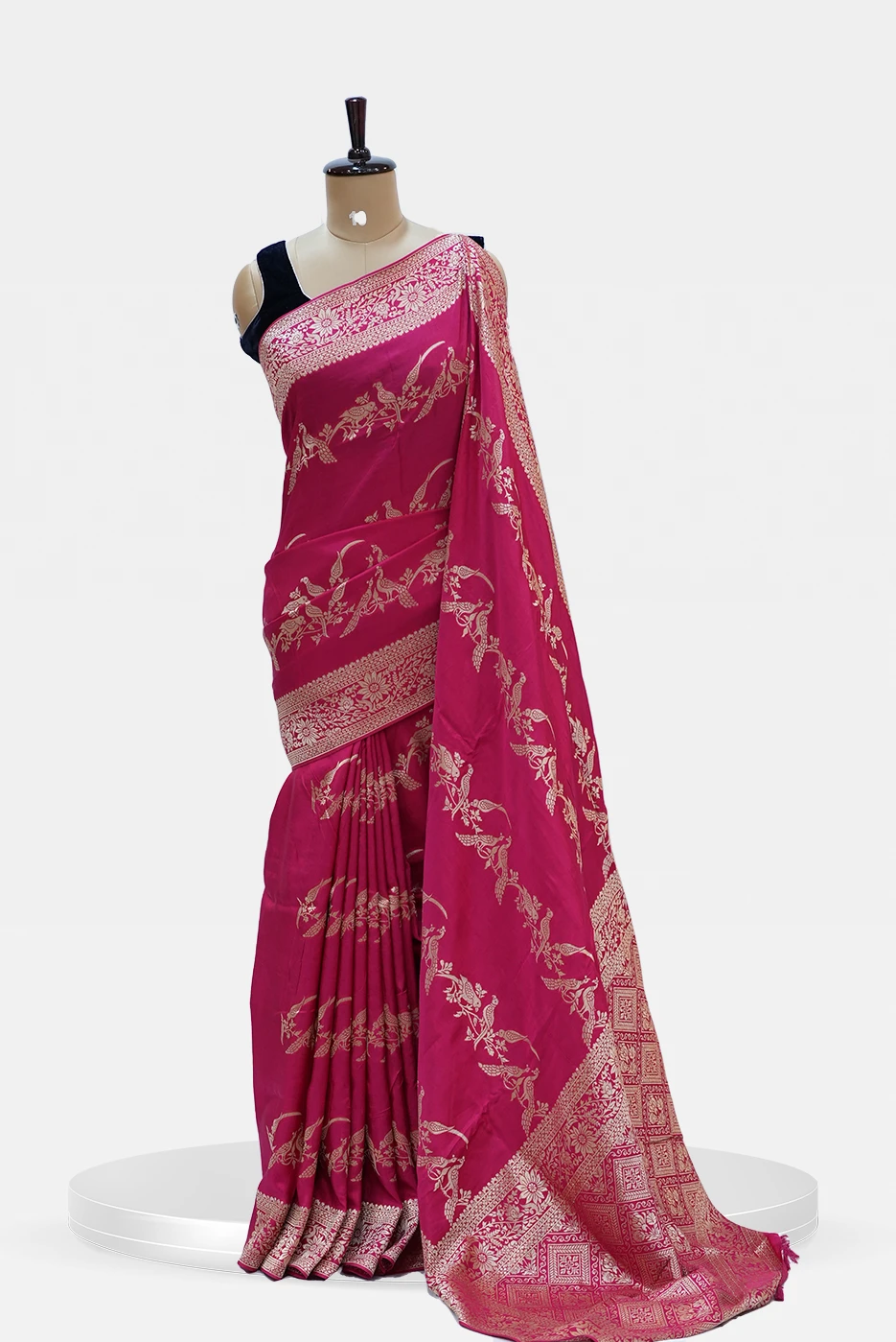 Dola Peacock Motif Pink Silk Saree QS248086
