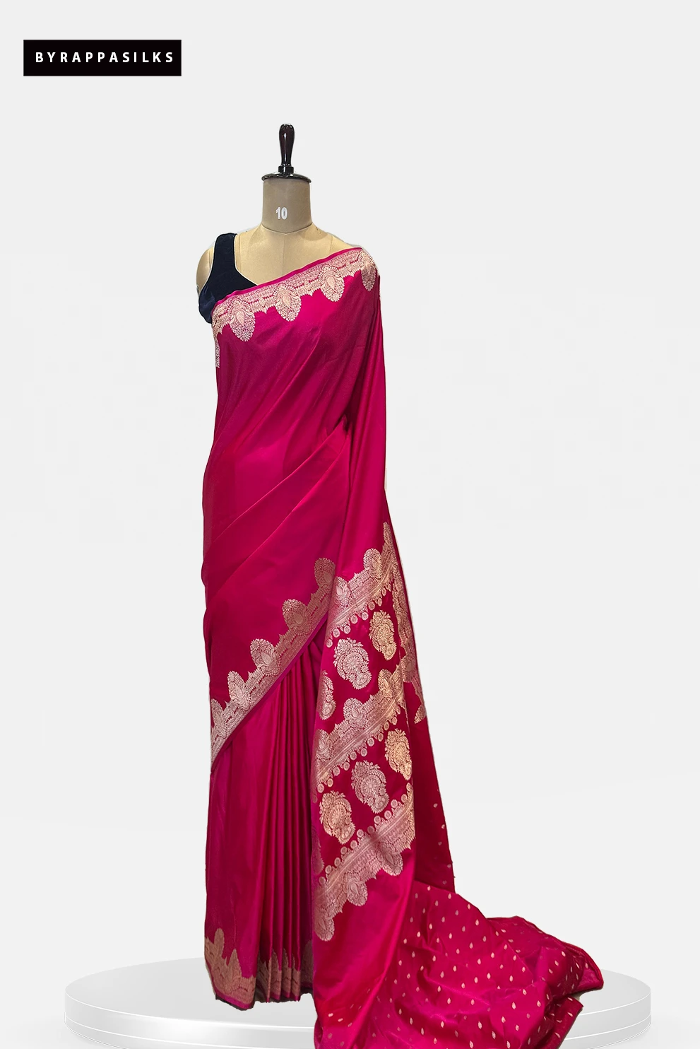 Satin Banarasi Saree Rani Pink With Zari Border QS279509