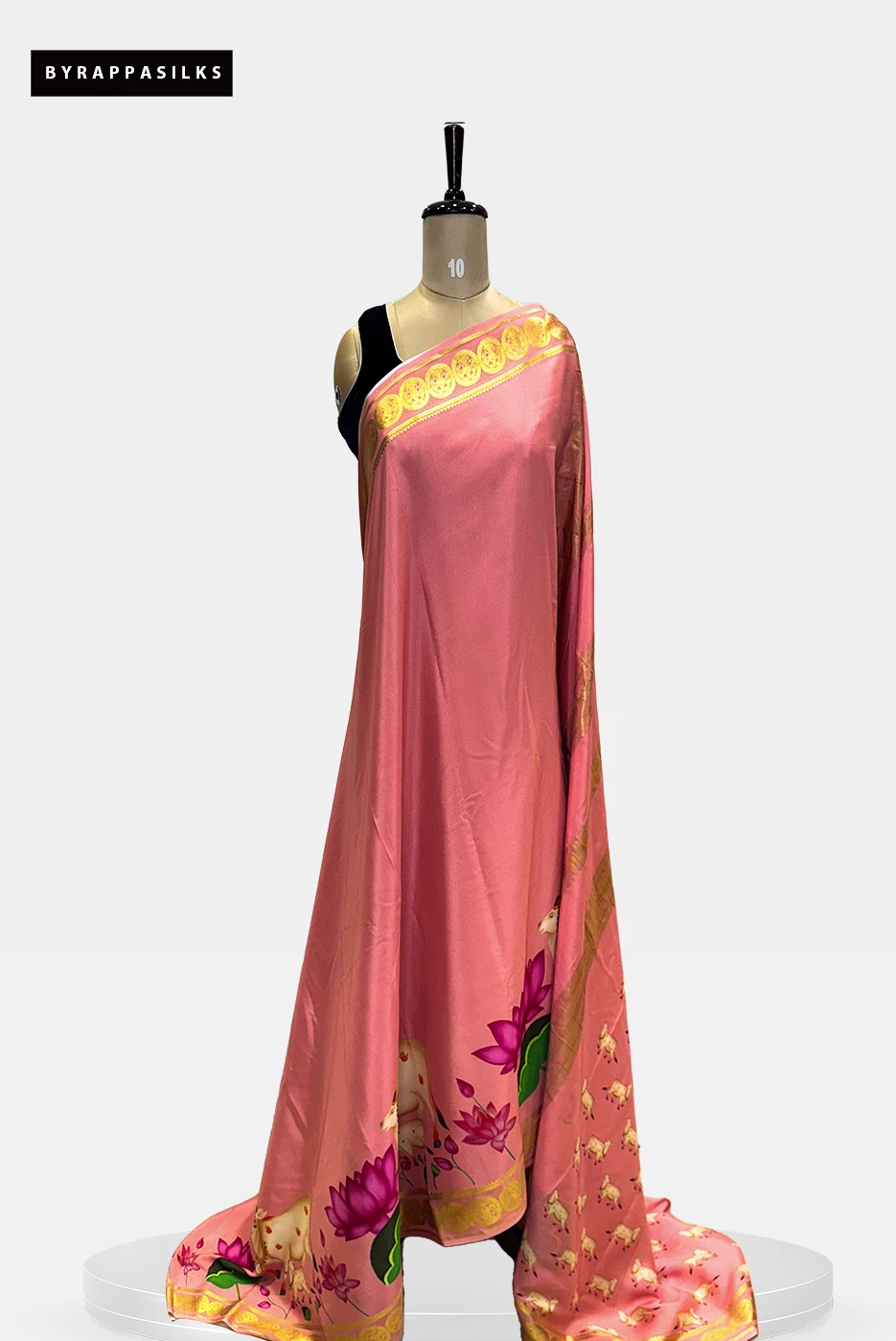 Pure Mysore Silk Saree Pichwai Design Baby Pink QS283433